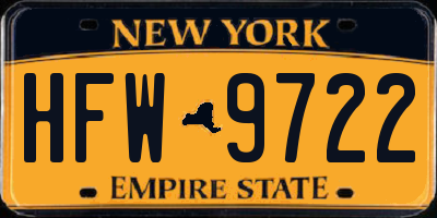 NY license plate HFW9722
