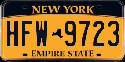 NY license plate HFW9723