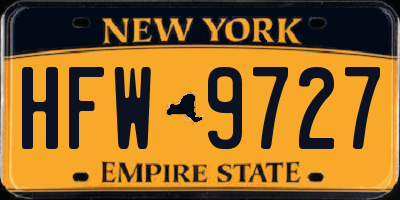 NY license plate HFW9727