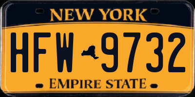NY license plate HFW9732