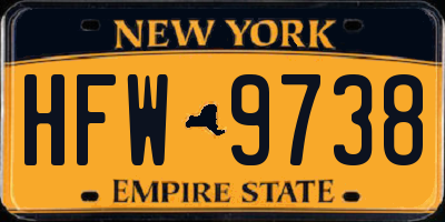 NY license plate HFW9738