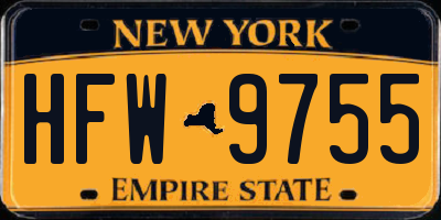 NY license plate HFW9755