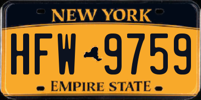 NY license plate HFW9759