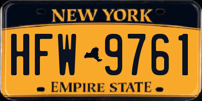 NY license plate HFW9761