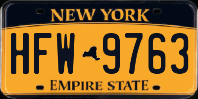 NY license plate HFW9763