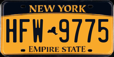NY license plate HFW9775