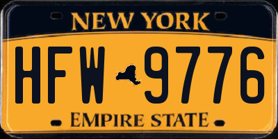 NY license plate HFW9776
