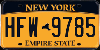 NY license plate HFW9785