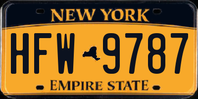 NY license plate HFW9787