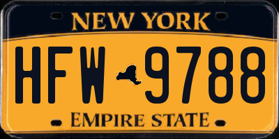 NY license plate HFW9788