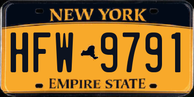 NY license plate HFW9791