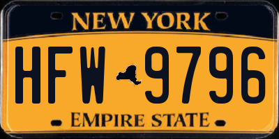 NY license plate HFW9796
