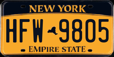 NY license plate HFW9805