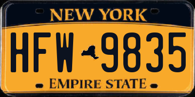 NY license plate HFW9835