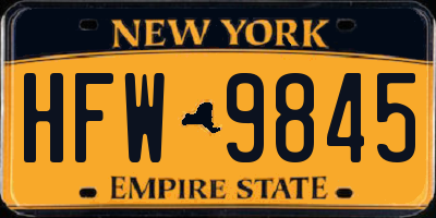 NY license plate HFW9845