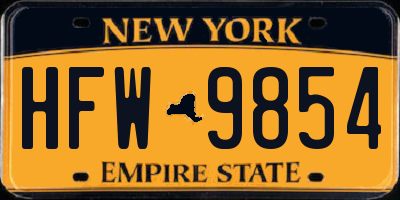NY license plate HFW9854