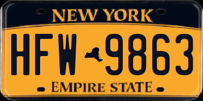 NY license plate HFW9863
