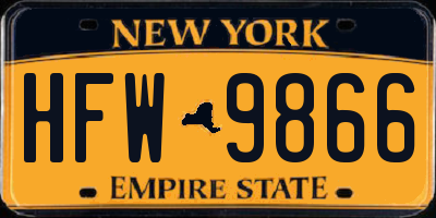 NY license plate HFW9866