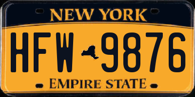 NY license plate HFW9876