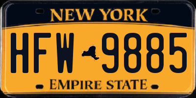 NY license plate HFW9885