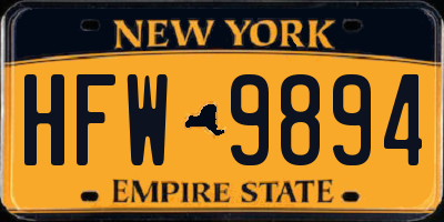 NY license plate HFW9894