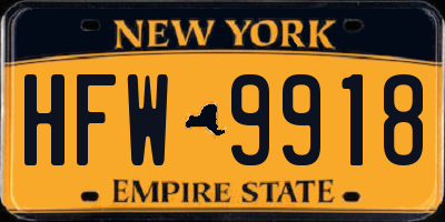 NY license plate HFW9918