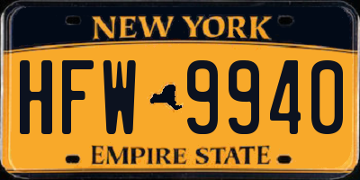 NY license plate HFW9940