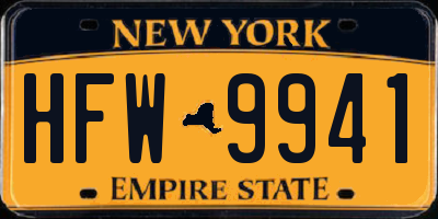 NY license plate HFW9941