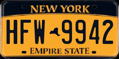 NY license plate HFW9942