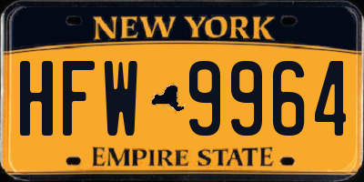 NY license plate HFW9964