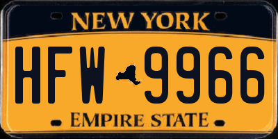 NY license plate HFW9966