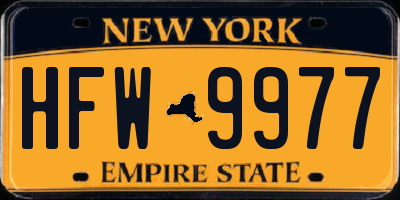 NY license plate HFW9977