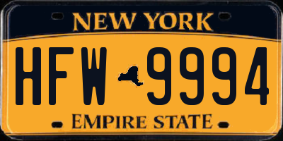NY license plate HFW9994