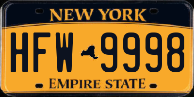 NY license plate HFW9998