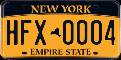 NY license plate HFX0004