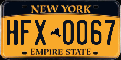 NY license plate HFX0067