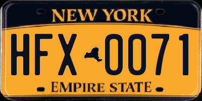 NY license plate HFX0071
