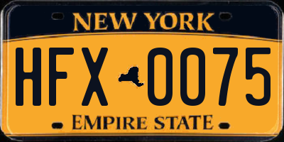 NY license plate HFX0075