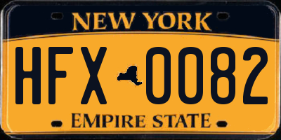 NY license plate HFX0082