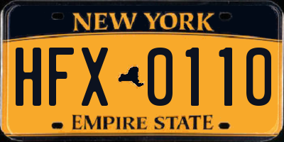 NY license plate HFX0110