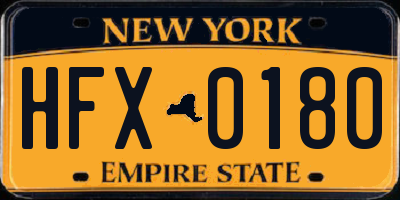NY license plate HFX0180