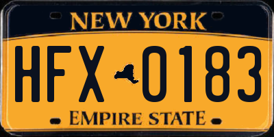 NY license plate HFX0183