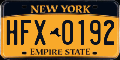NY license plate HFX0192