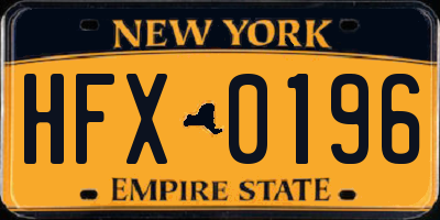 NY license plate HFX0196