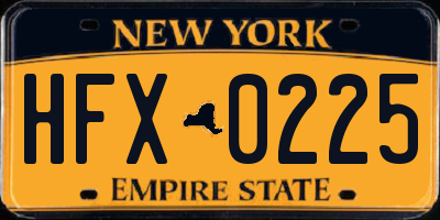 NY license plate HFX0225