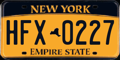NY license plate HFX0227
