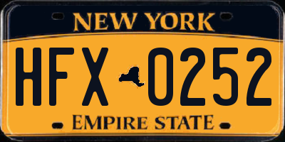 NY license plate HFX0252
