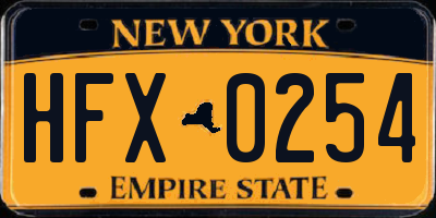 NY license plate HFX0254