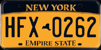 NY license plate HFX0262