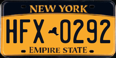 NY license plate HFX0292